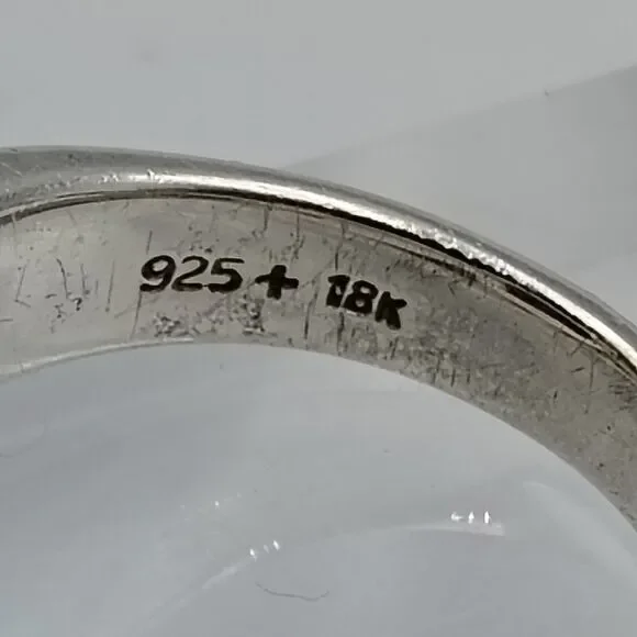 Lorenzo Sterling Silver 925 18K Gold Accent Amethyst Cocktail Ring Sz 7